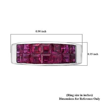 Luxoro AAA Royal Ruby Band Ring in 14K White Gold 2.90 ctw (Size 10.0)