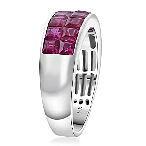 Luxoro AAA Royal Ruby Band Ring in 14K White Gold 2.90 ctw (Size 7.0)