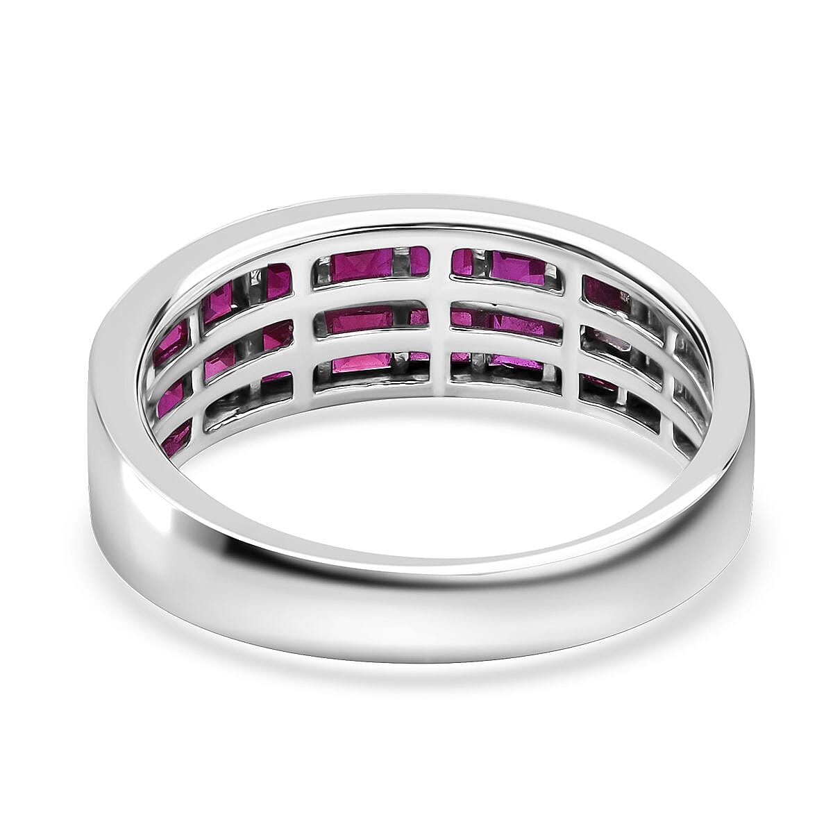 Luxoro AAA Royal Ruby 2.90 ctw Band Ring in 14K White Gold (Size 7.0) 4.4 Grams image number 4