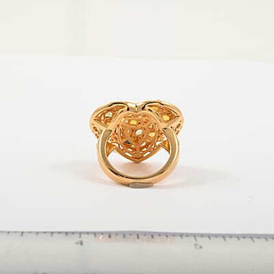 Rainbow Sapphire, Blue and Pink Sapphire 3.25 ctw Ring in Vermeil Yellow Gold Over Sterling Silver (Size 8.0) 