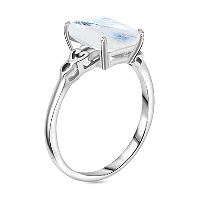 Rainbow Moonstone 2.75 ctw Solitaire Ring in Sterling Silver (Size 10.0) 