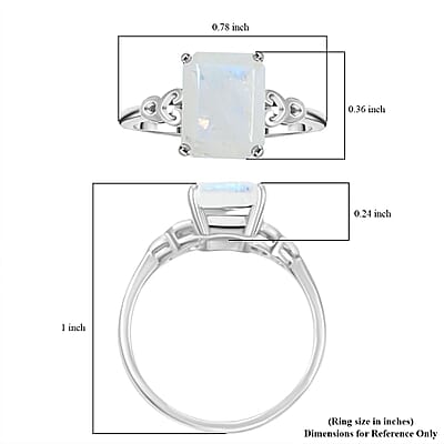 Rainbow Moonstone 2.75 ctw Solitaire Ring in Sterling Silver (Size 10.0) 