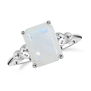 Rainbow Moonstone 2.75 ctw Solitaire Ring in Sterling Silver (Size 7.0) 