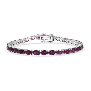D'Joy Orissa Rhodolite Garnet 16.30 ctw Tennis Bracelet in Rhodium Over Sterling Silver (7.25 In)