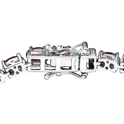 D'Joy Orissa Rhodolite Garnet 16.30 ctw Tennis Bracelet in Rhodium Over Sterling Silver (7.25 In)