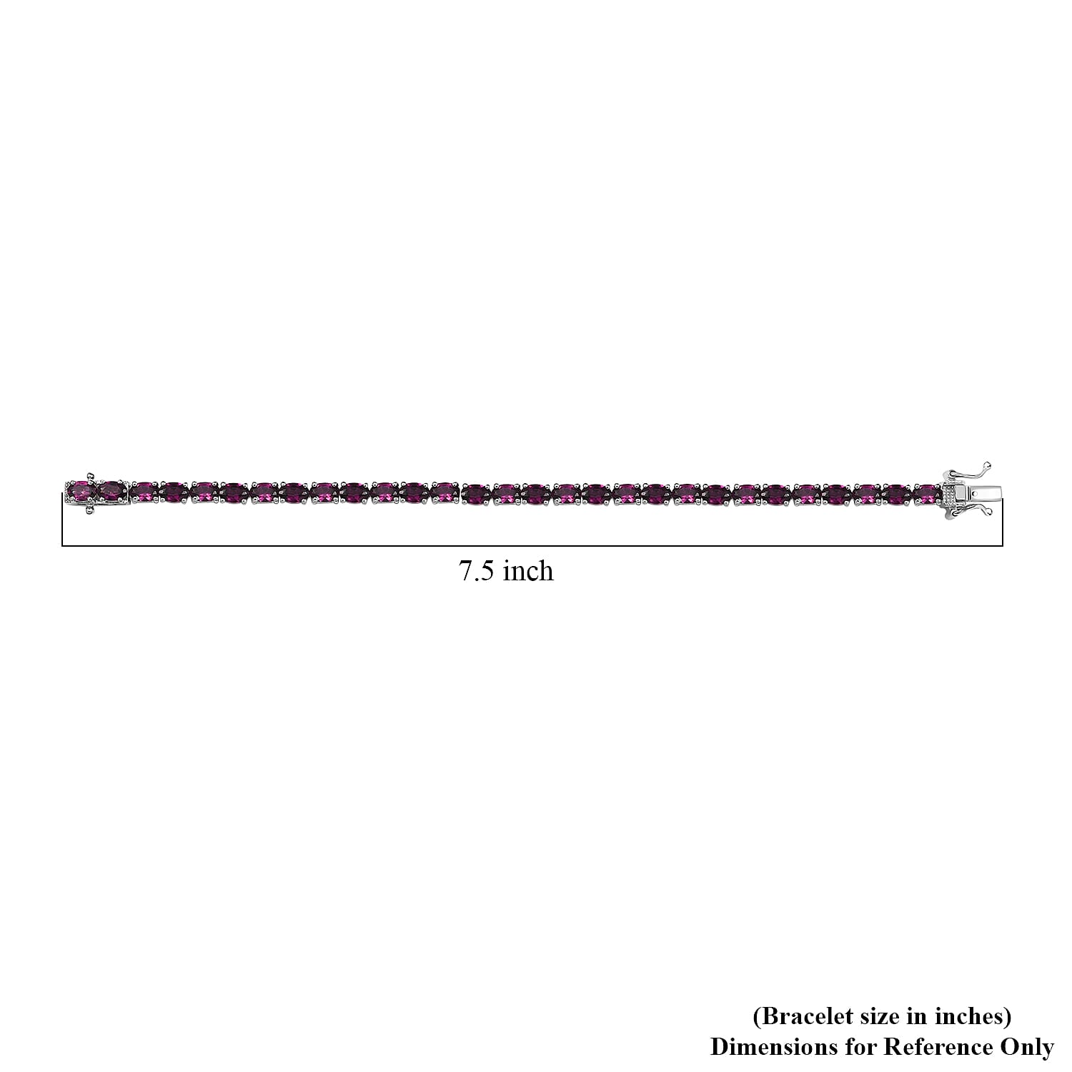 D'Joy Orissa Rhodolite Garnet 16.30 ctw Tennis Bracelet in Rhodium Over Sterling Silver (7.25 In)