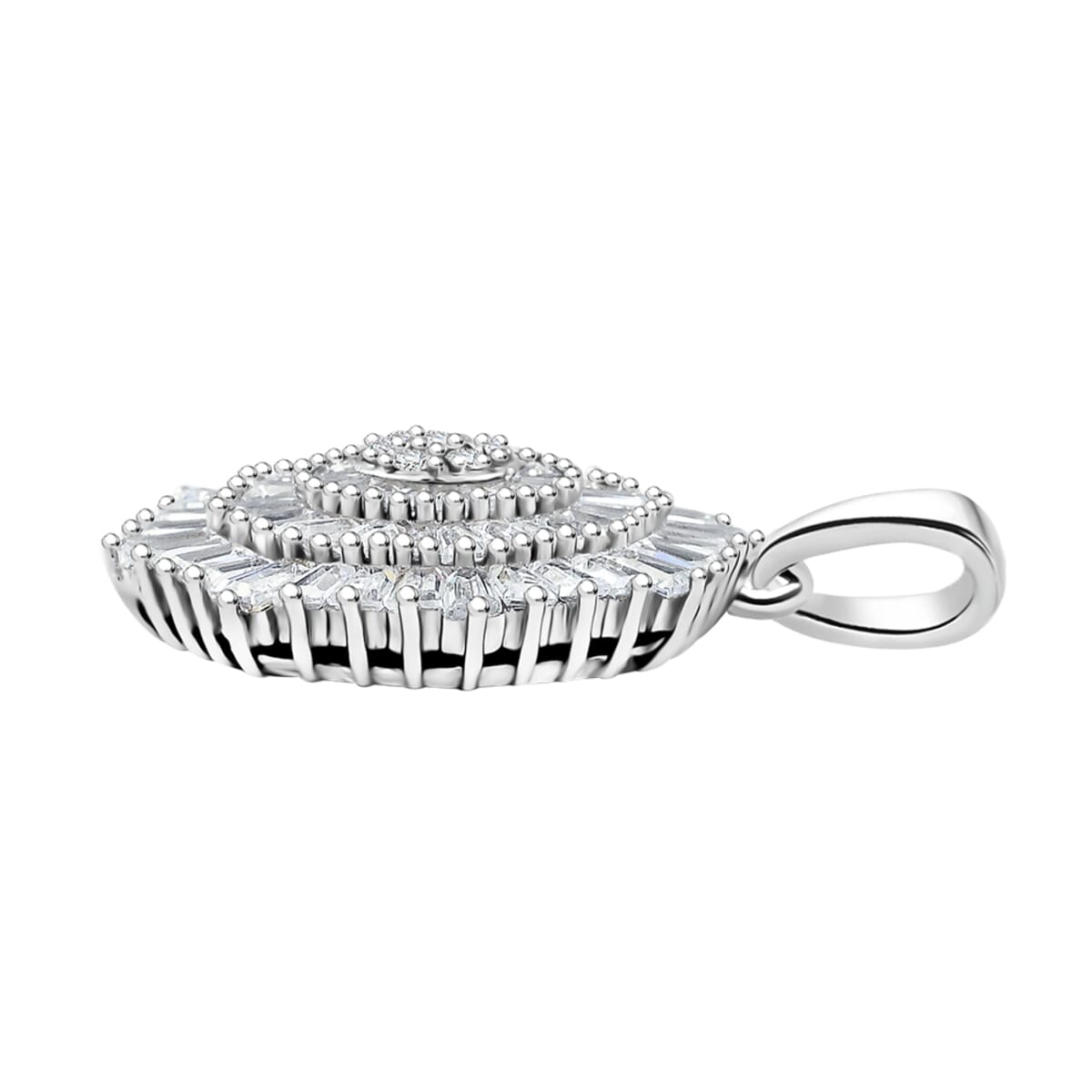 Simulated Diamond 1.35 ctw Floral Pendant without Chain in Rhodium Over Sterling Silver  image number 2
