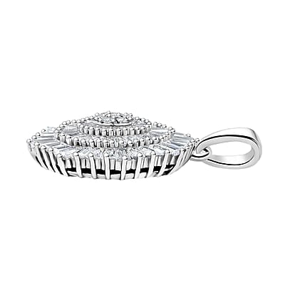 Simulated Diamond 1.35 ctw Floral Pendant without Chain in Rhodium Over Sterling Silver 