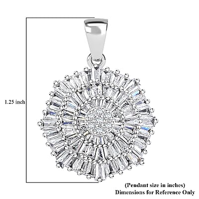 Simulated Diamond 1.35 ctw Floral Pendant without Chain in Rhodium Over Sterling Silver 