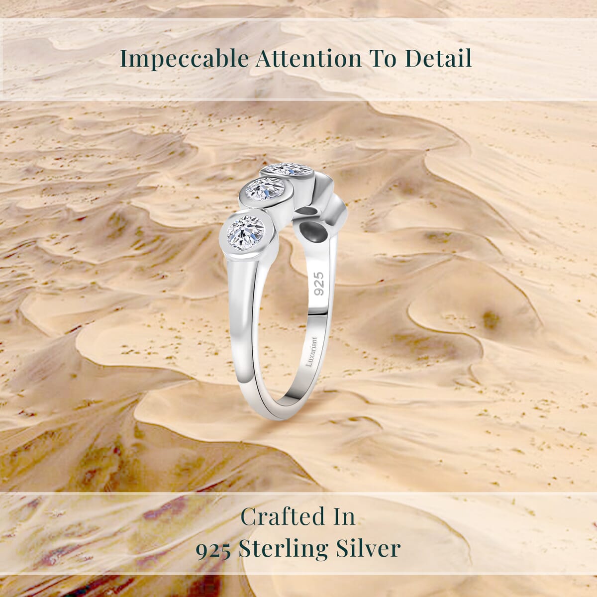 Luxuriant Lab Grown Diamond (VS) 5 Stone Ring in Rhodium Over Sterling Silver (Size 10.0) 1.00 ctw image number 2