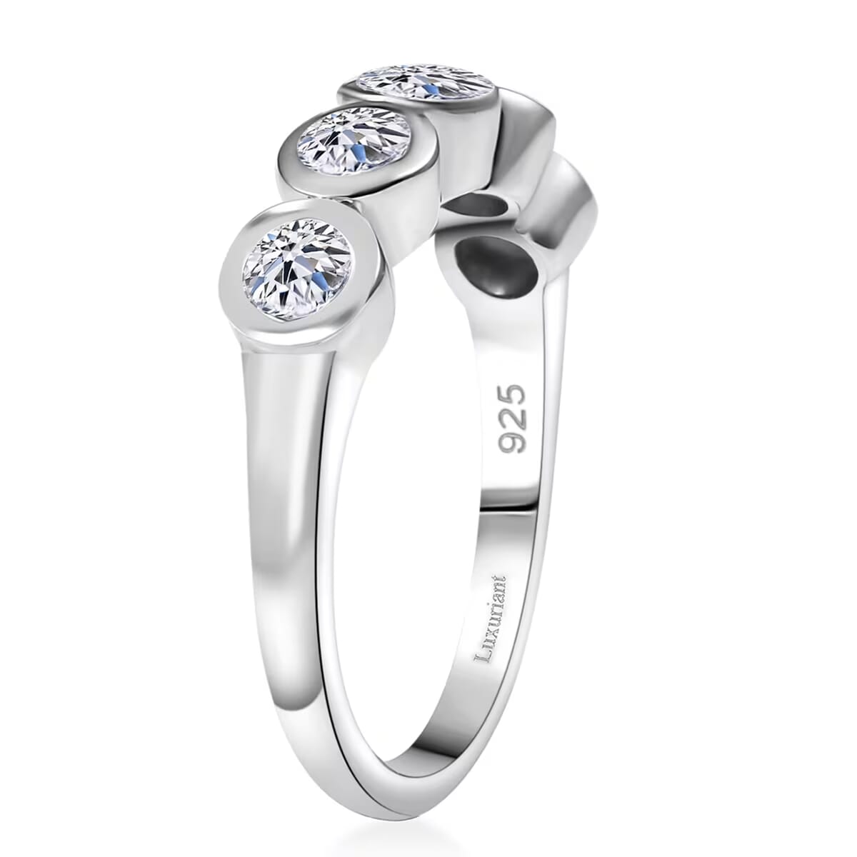 Luxuriant Lab Grown Diamond (VS) 5 Stone Ring in Rhodium Over Sterling Silver (Size 10.0) 1.00 ctw image number 8