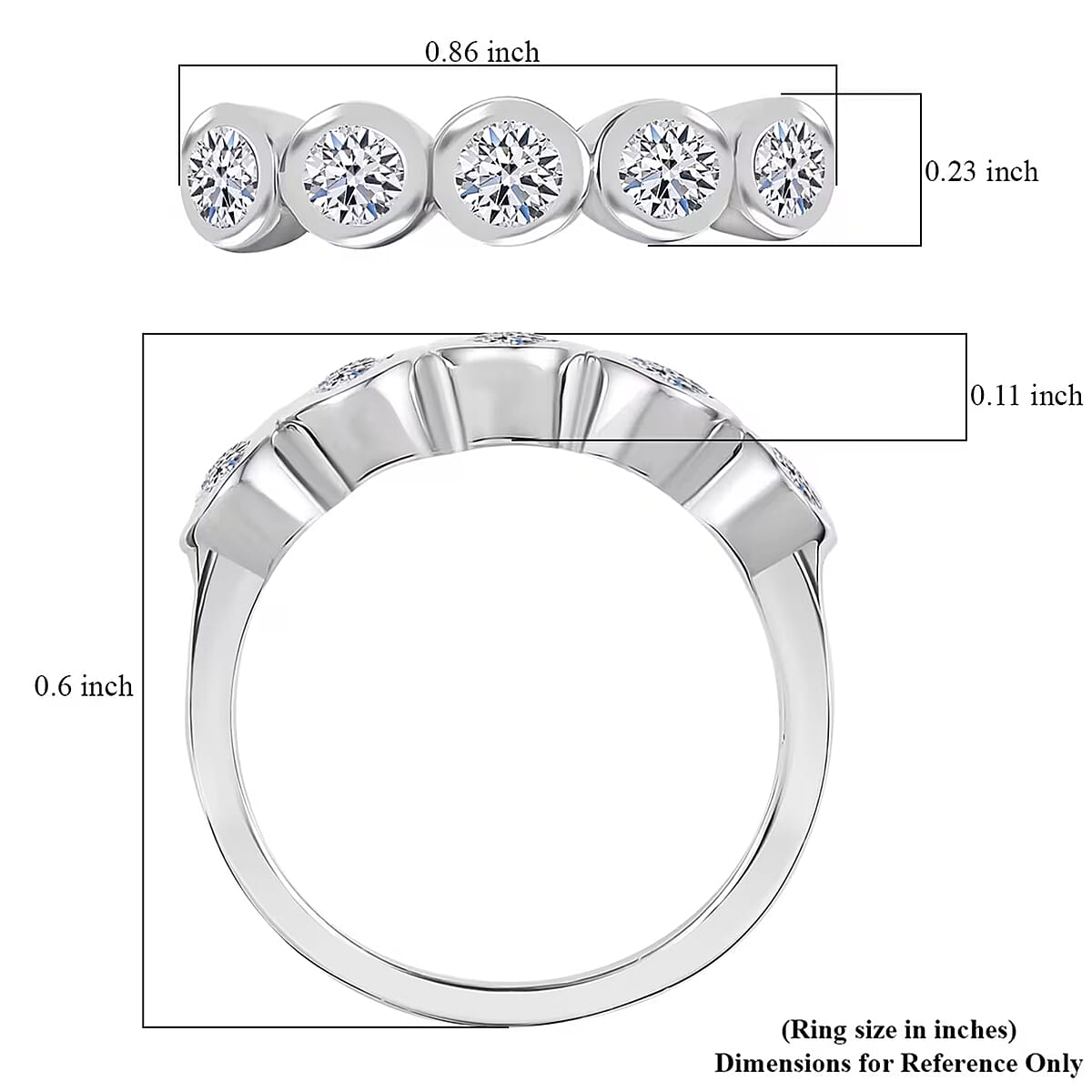 Luxuriant Lab Grown Diamond VS 1.00 ctw 5 Stone Ring in Rhodium Over Sterling Silver (Size 6.0)  image number 7