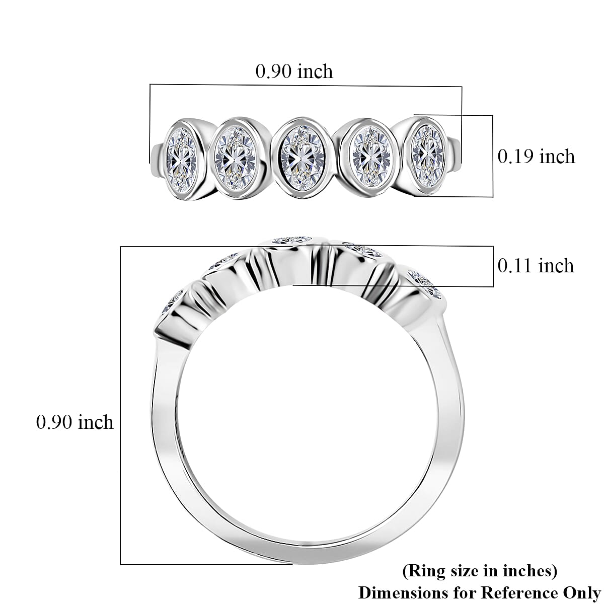 Luxuriant Lab Grown Diamond VS 1.00 ctw 5 Stone Ring in Rhodium Over Sterling Silver (Size 6.0)  image number 5