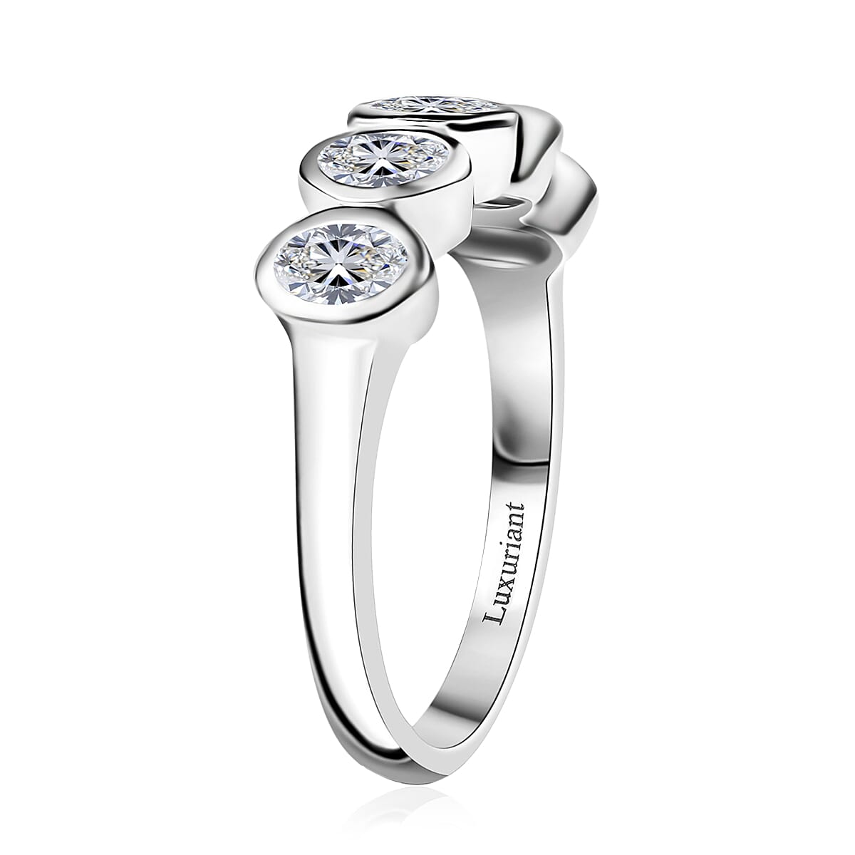 Luxuriant Lab Grown Diamond VS 1.00 ctw 5 Stone Ring in Rhodium Over Sterling Silver (Size 7.0)  image number 3