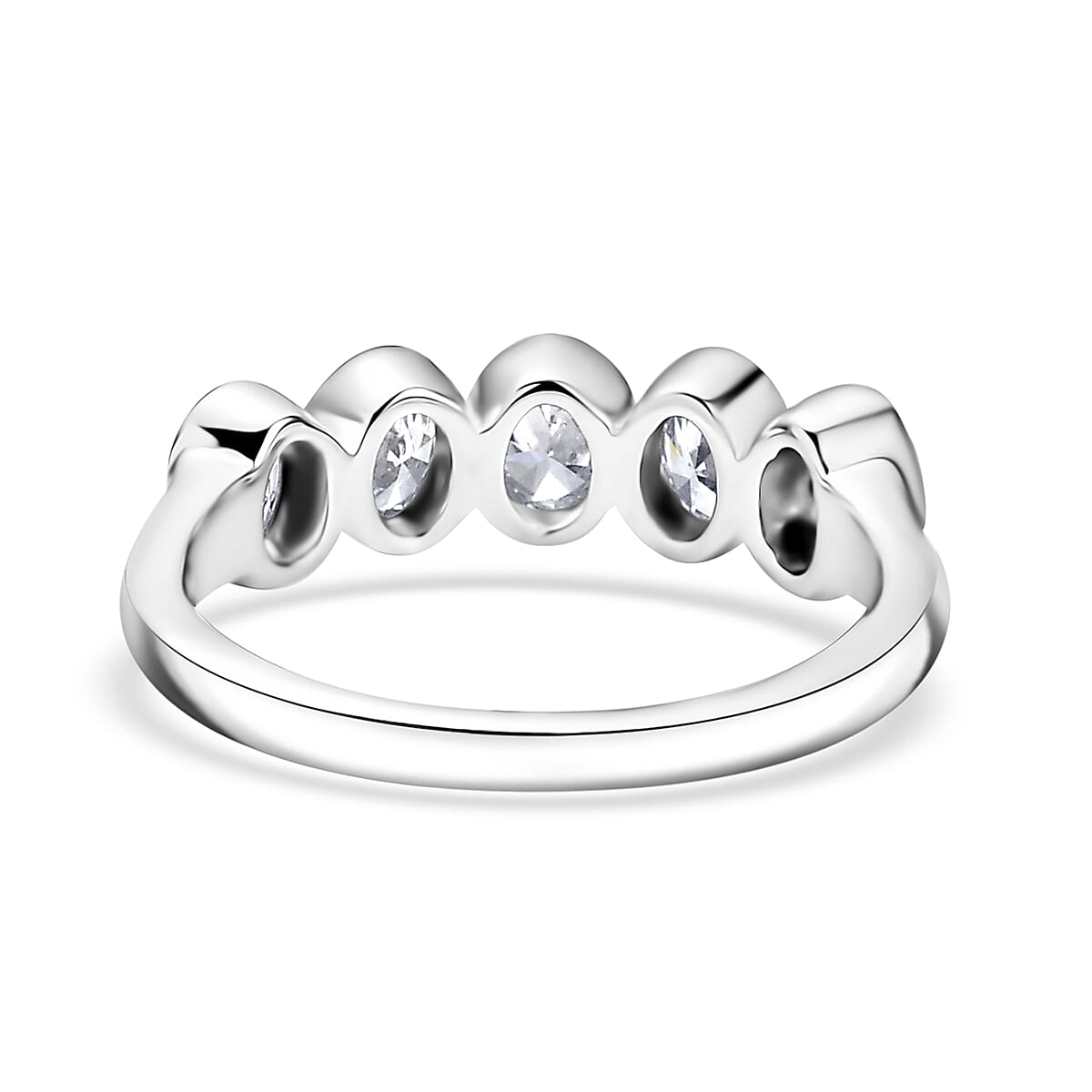 Luxuriant Lab Grown Diamond VS 1.00 ctw 5 Stone Ring in Rhodium Over Sterling Silver (Size 7.0)  image number 4