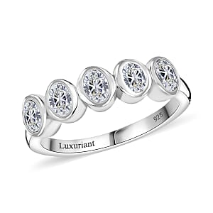 Luxuriant Lab Grown Diamond VS 1.00 ctw 5 Stone Ring in Rhodium Over Sterling Silver (Size 9.0) 