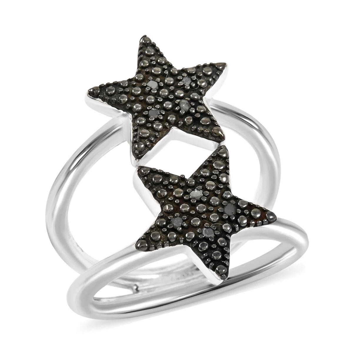 Thai Black Spinel Ring in Rhodium Over Sterling Silver (Size 6.0) image number 0