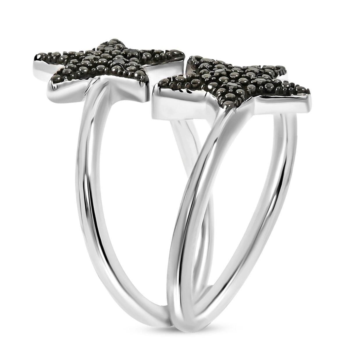 Thai Black Spinel Ring in Rhodium Over Sterling Silver (Size 6.0) image number 3