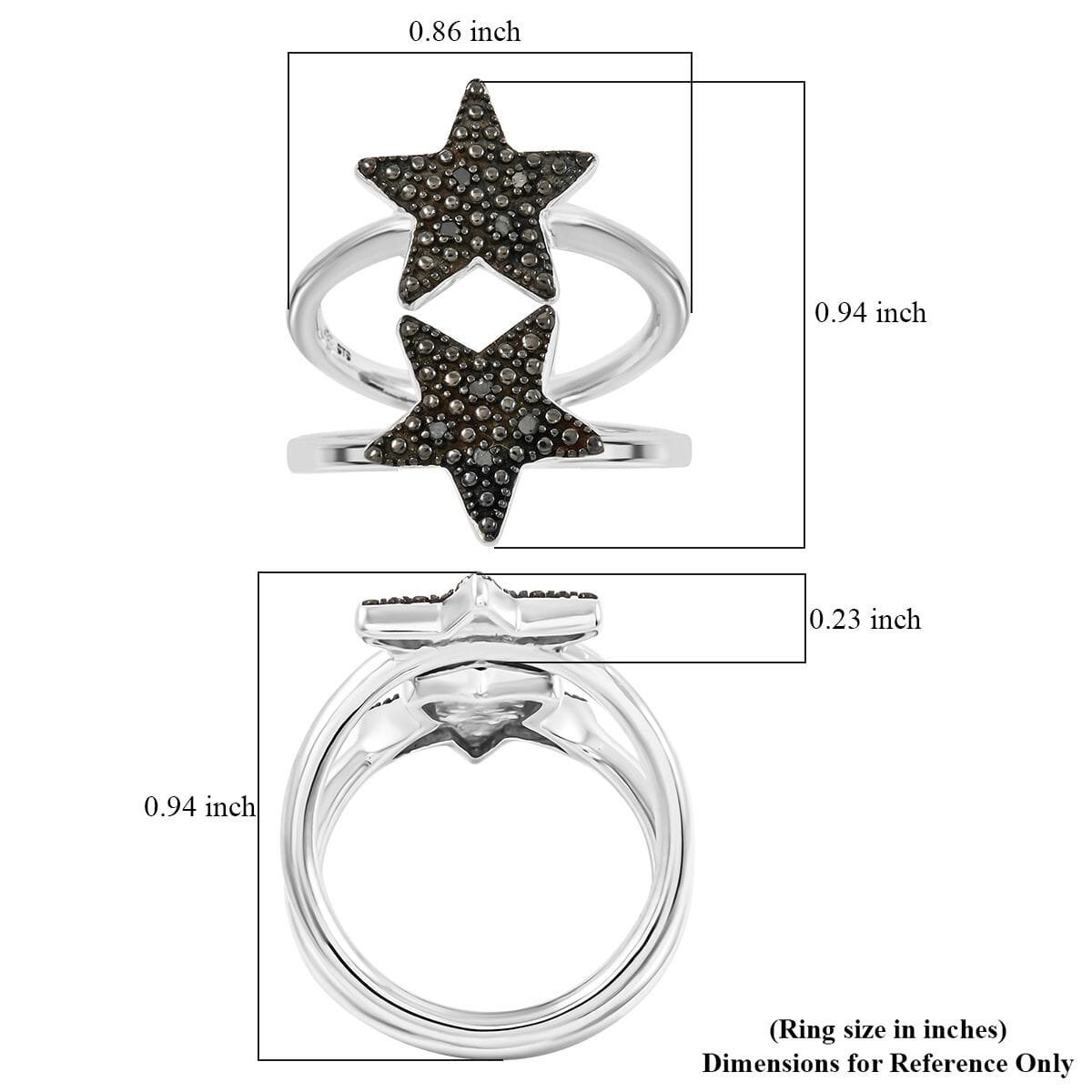 Thai Black Spinel Ring in Rhodium Over Sterling Silver (Size 6.0) image number 4