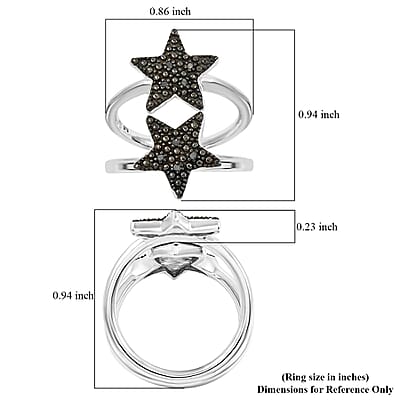 Thai Black Spinel Ring in Rhodium Over Sterling Silver (Size 6.0)