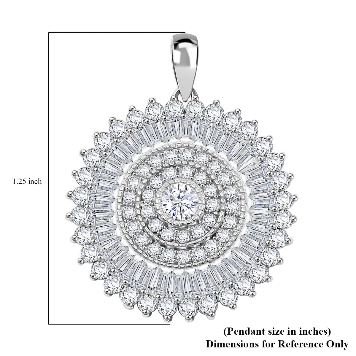 Simulated Diamond 1.35 ctw Round Floral Pendant without Chain in Rhodium Over Sterling Silver  image number 4