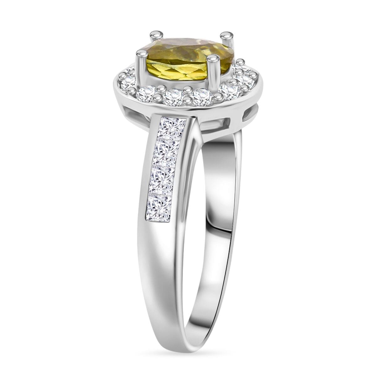 D'Joy Premium Sava Sphene, White Zircon Ring in Rhodium Over Sterling Silver (Size 10.0) 2.00 ctw image number 3