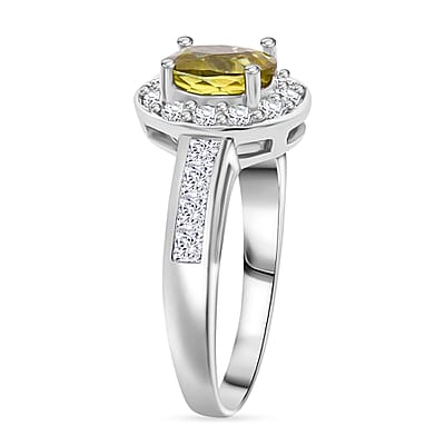 D'Joy Premium Sava Sphene and White Zircon 2.00 ctw Ring in Rhodium Over Sterling Silver (Size 10.0)