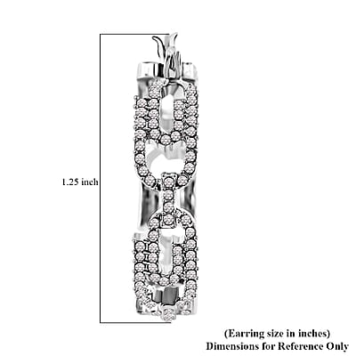 Austrian Crystal Beautiful Paper Clip Hoop Earrings in Silvertone