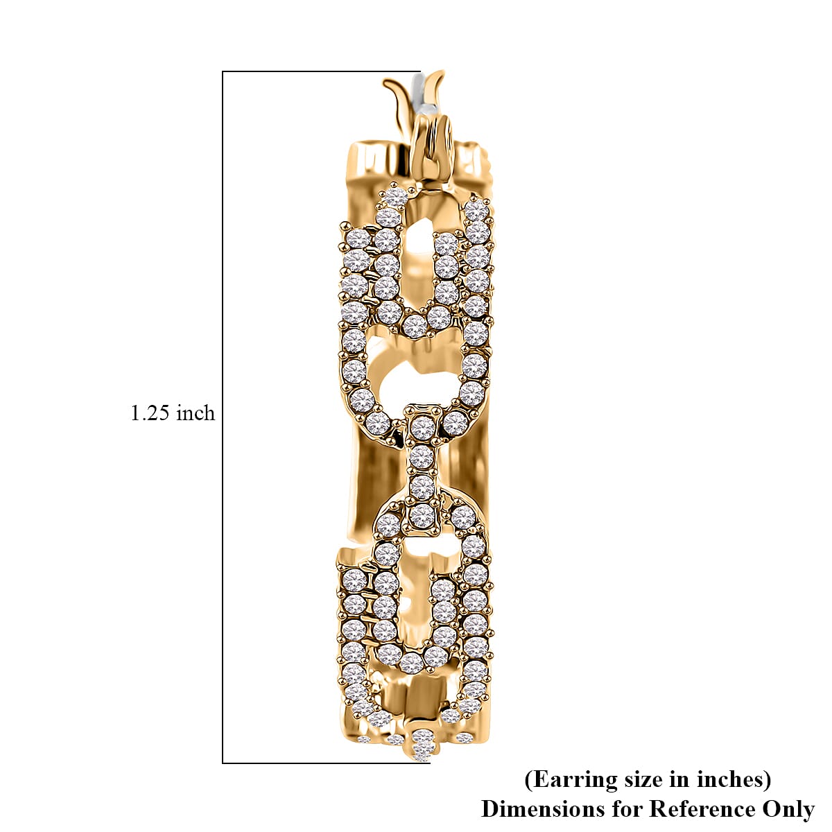 Austrian Crystal Beautiful Paper Clip Hoop Earrings in Goldtone image number 4