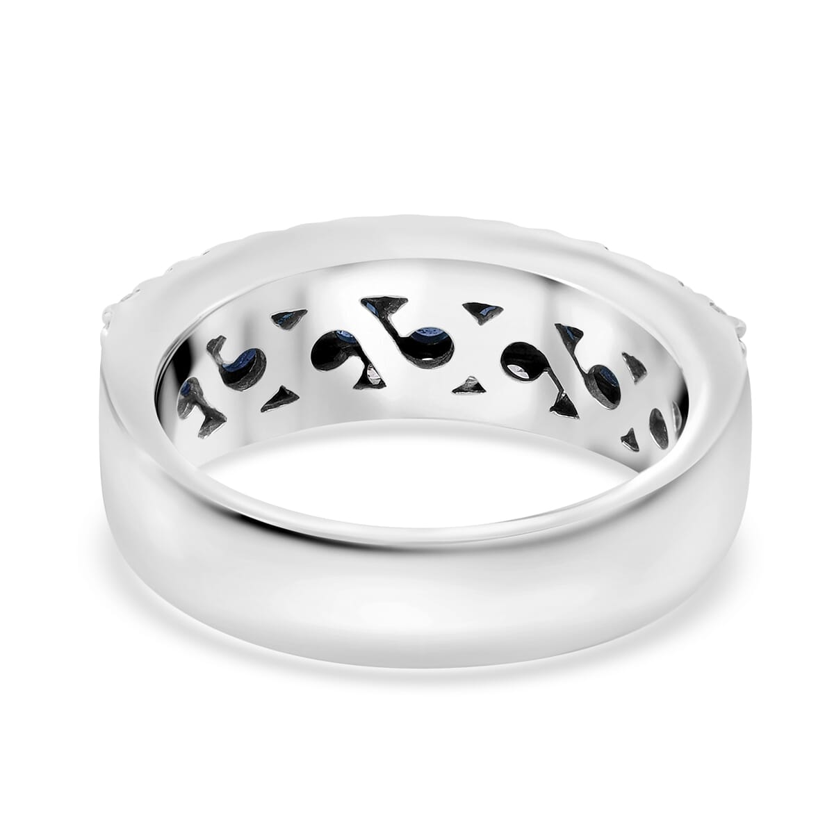 Tanzanite and White Zircon 1.50 ctw Half Eternity Ring in Rhodium Over Sterling Silver (Size 7.0) image number 4