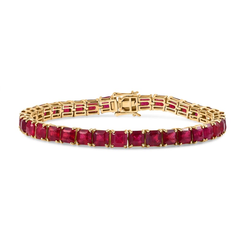 African Ruby 30.60 ctw Bracelet in 18K Vermeil Yellow Gold Over Sterling Silver (7.50 In)