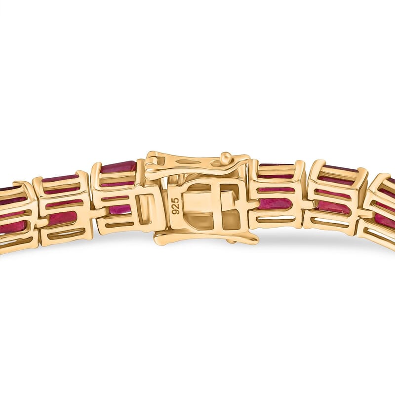 African Ruby 30.60 ctw Bracelet in 18K Vermeil Yellow Gold Over Sterling Silver (7.50 In)