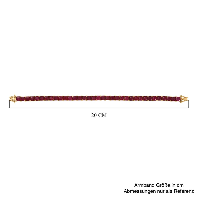 African Ruby 30.60 ctw Bracelet in 18K Vermeil Yellow Gold Over Sterling Silver (7.50 In)