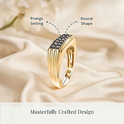 Luxuriant Lab Grown Multi Color Diamond (IR) (SI) 0.50 ctw Men's Ring in 18K Vermeil Yellow Gold Over Sterling Silver (Size 10.0)