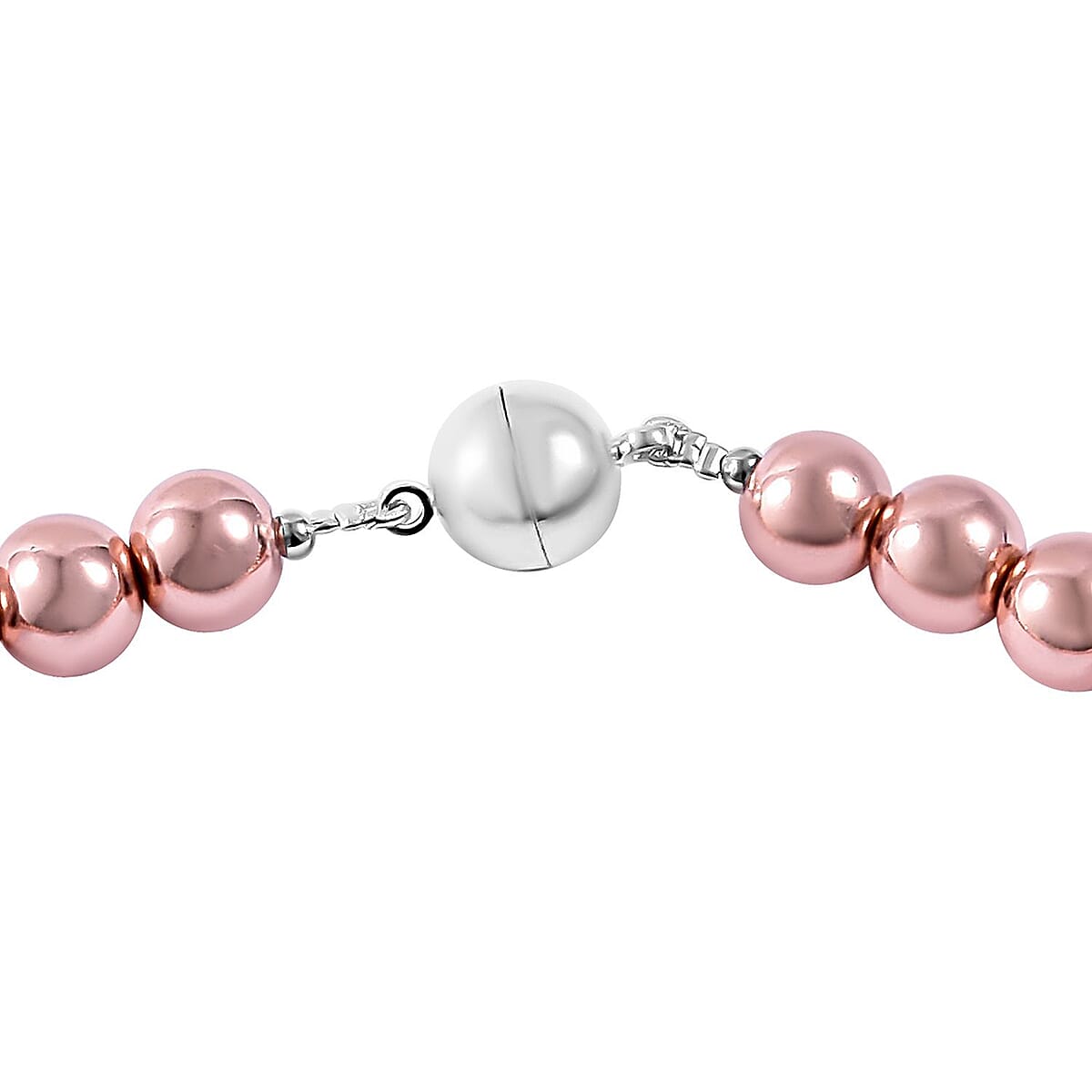 Pink Hematite 800.00 ctw Magnetic Lock Necklace in Silvertone 18 Inches image number 3