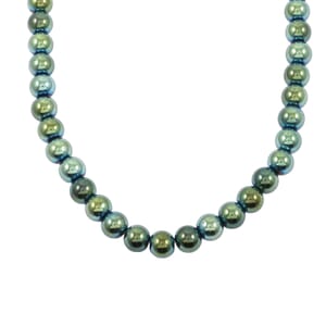 Green Hematite Magnetic Lock Necklace (18 Inches) in Silvertone 800.00 ctw