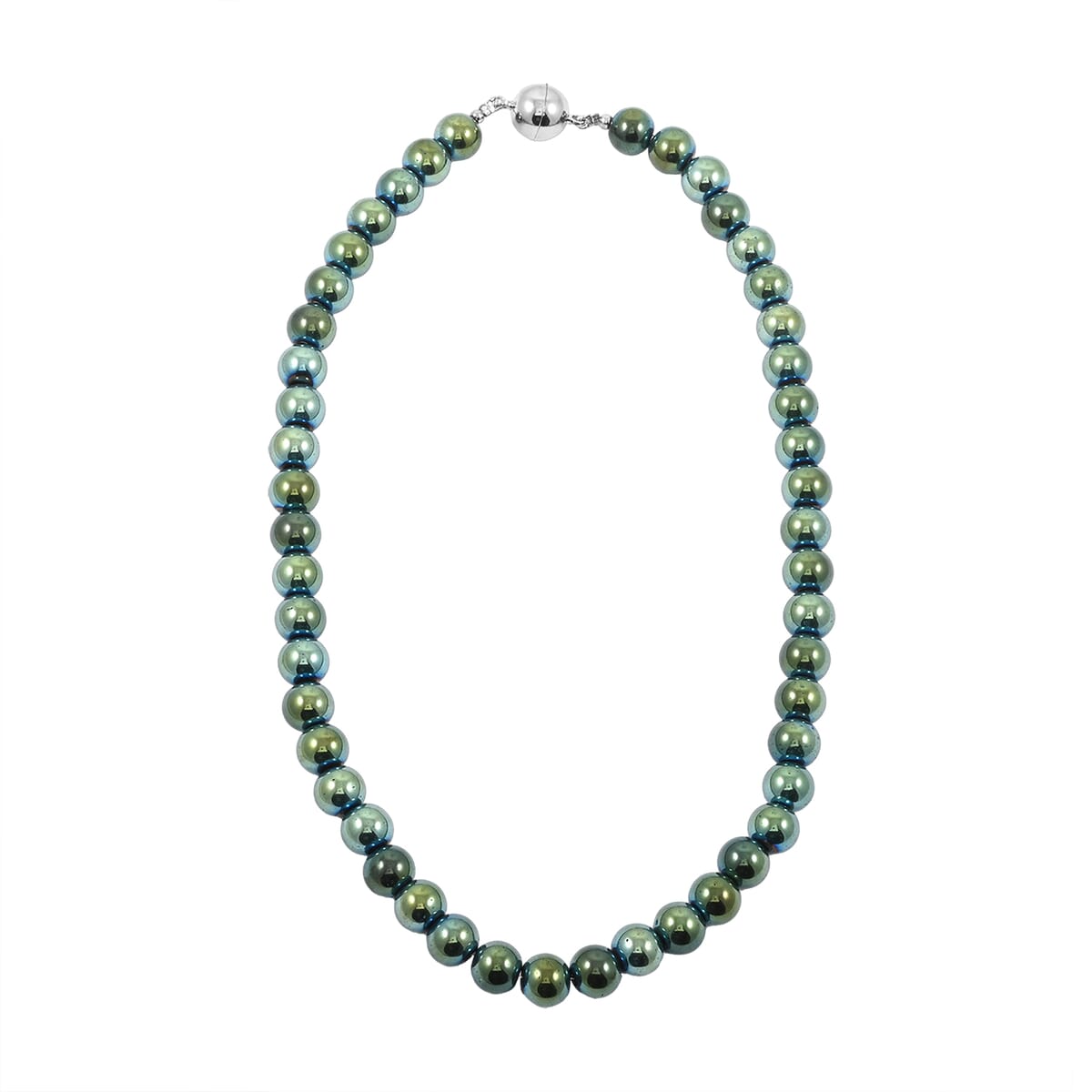 Green Hematite Magnetic Lock Necklace (18 Inches) in Silvertone 800.00 ctw image number 2