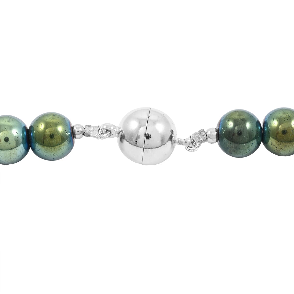 Green Hematite Magnetic Lock Necklace (18 Inches) in Silvertone 800.00 ctw image number 3