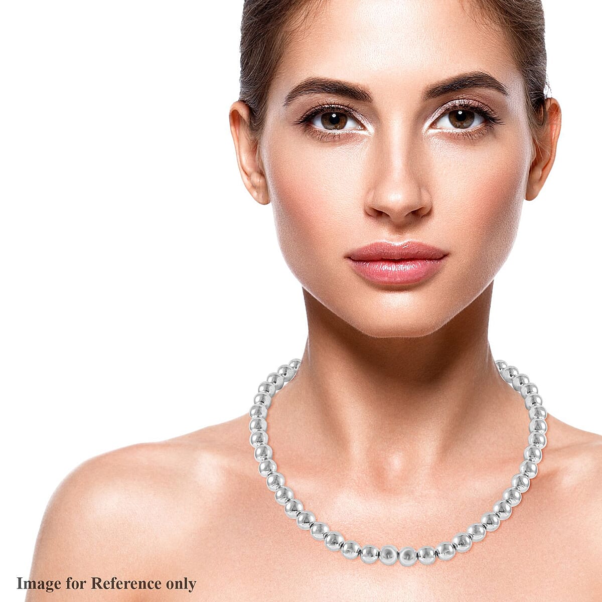 White Hematite Magnetic Lock Necklace (18 Inches) in Silvertone 800.00 ctw image number 1