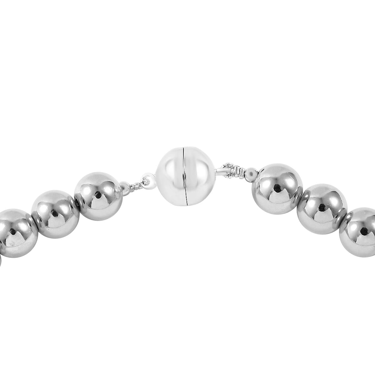 White Hematite Magnetic Lock Necklace (18 Inches) in Silvertone 800.00 ctw image number 3