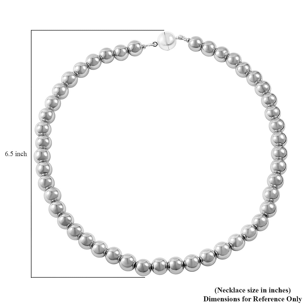 White Hematite Magnetic Lock Necklace (18 Inches) in Silvertone 800.00 ctw image number 4