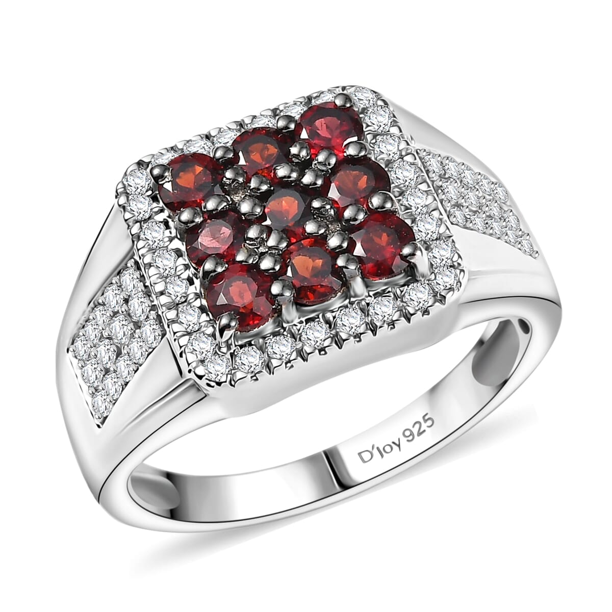 D'Joy Anthill Garnet and Moissanite 2.00 ctw Men's Ring in Rhodium Over Sterling Silver (Size 10.0) image number 0