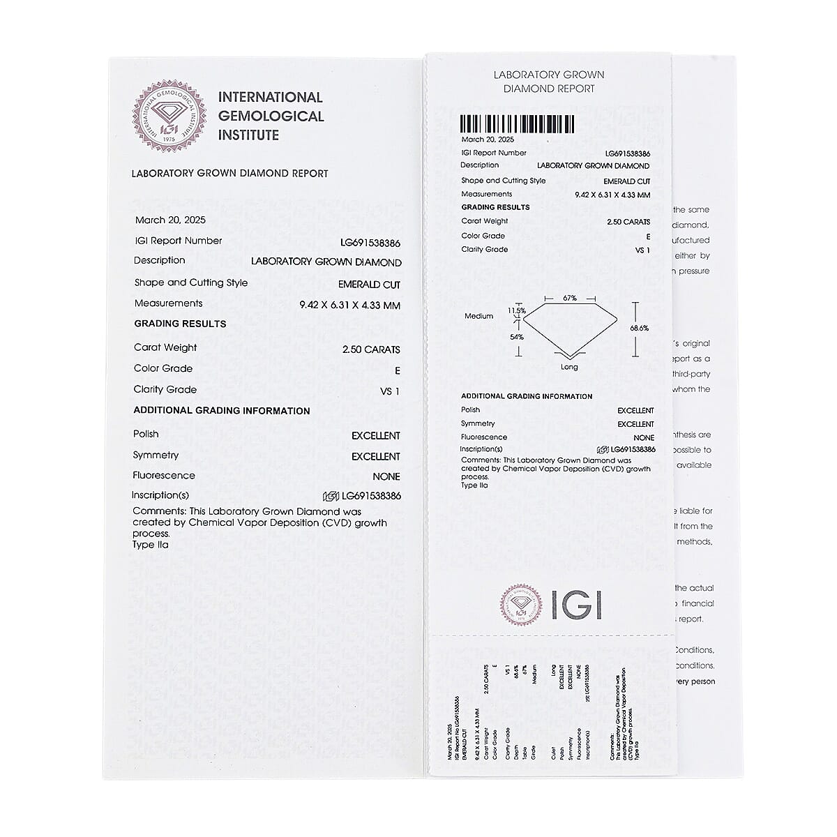 IGI Certified Luxuriant Lab Grown Diamond (Emerald) (E-F, VS) 2.50 ctw image number 6