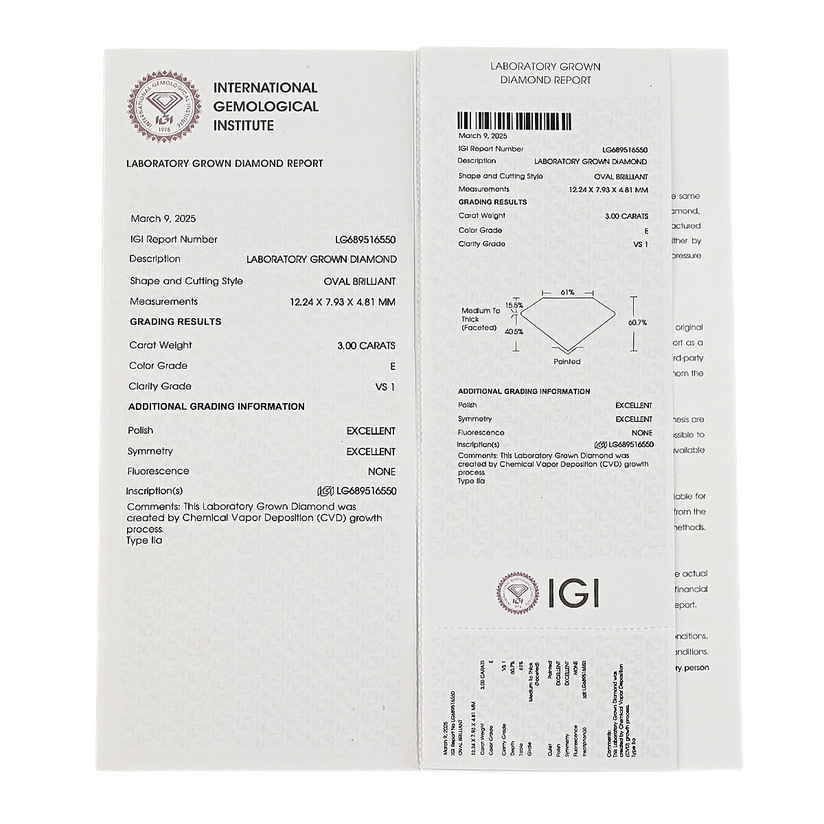 IGI Certified Luxuriant Lab Grown Diamond (Ovl) (E-F, VS) 3.00 ctw image number 6