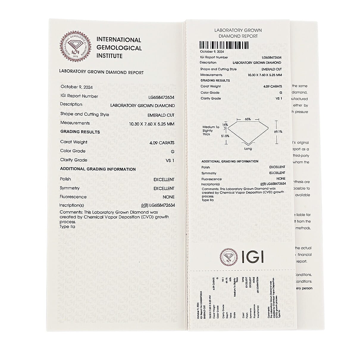 IGI Certified Luxuriant Lab Grown Diamond (Emerald) (G, VS2) 4.00 ctw image number 6