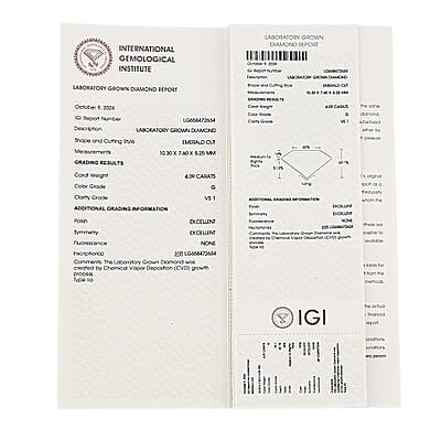 IGI Certified Luxuriant Lab Grown Diamond (Emerald) (G, VS2) 4.00 ctw