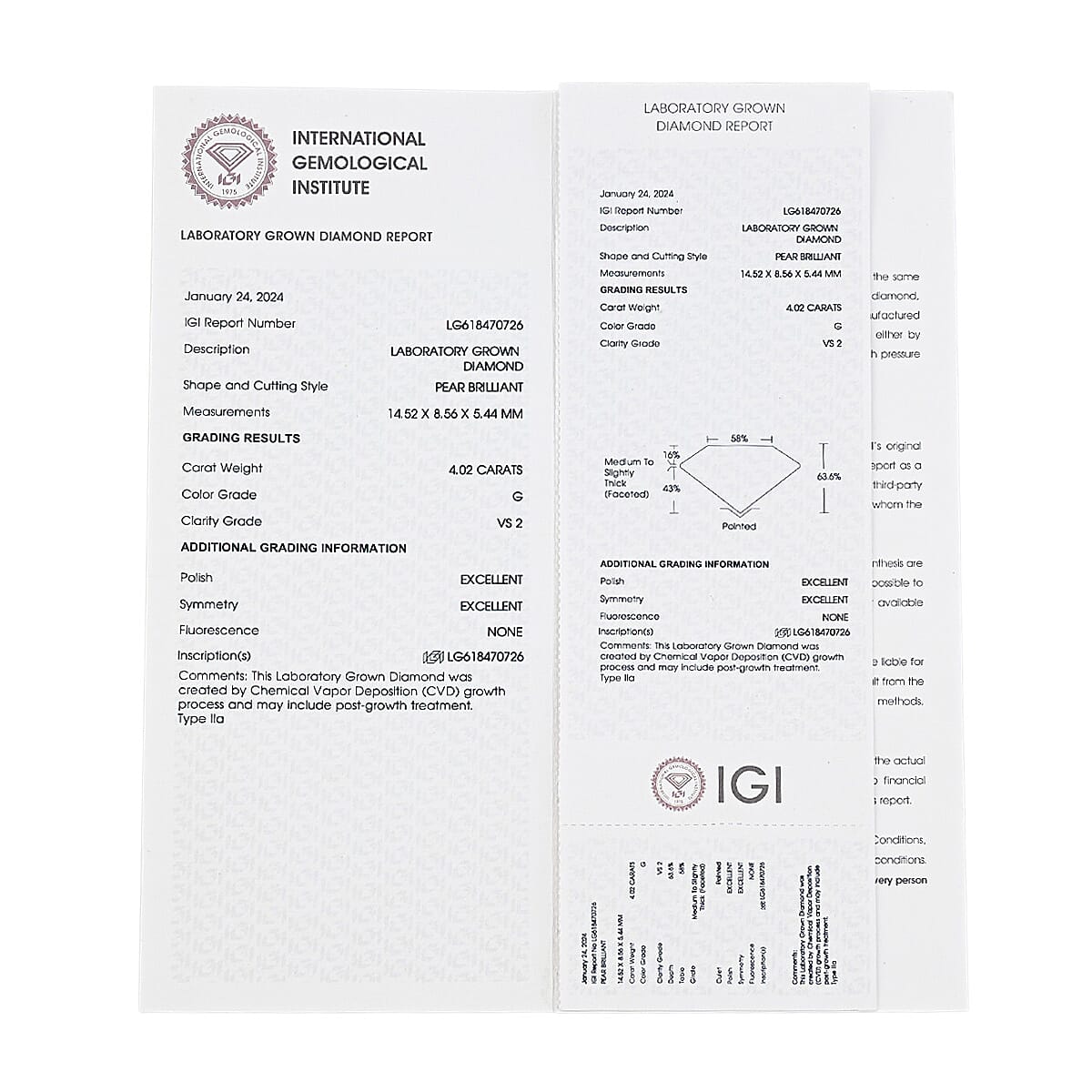 IGI Certified Luxuriant Lab Grown Diamond (Pear) (G, VS2) 4.00 ctw image number 6