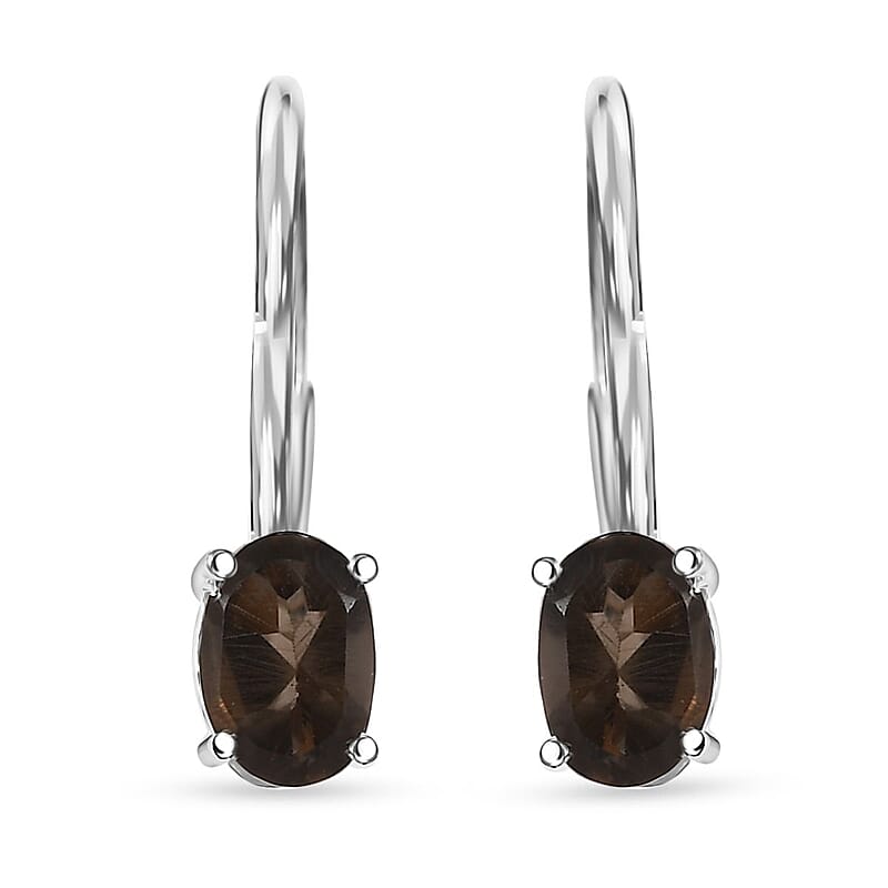 D'Joy Brazilian Smoky Quartz 0.90 ctw Lever Back Earrings in Sterling Silver