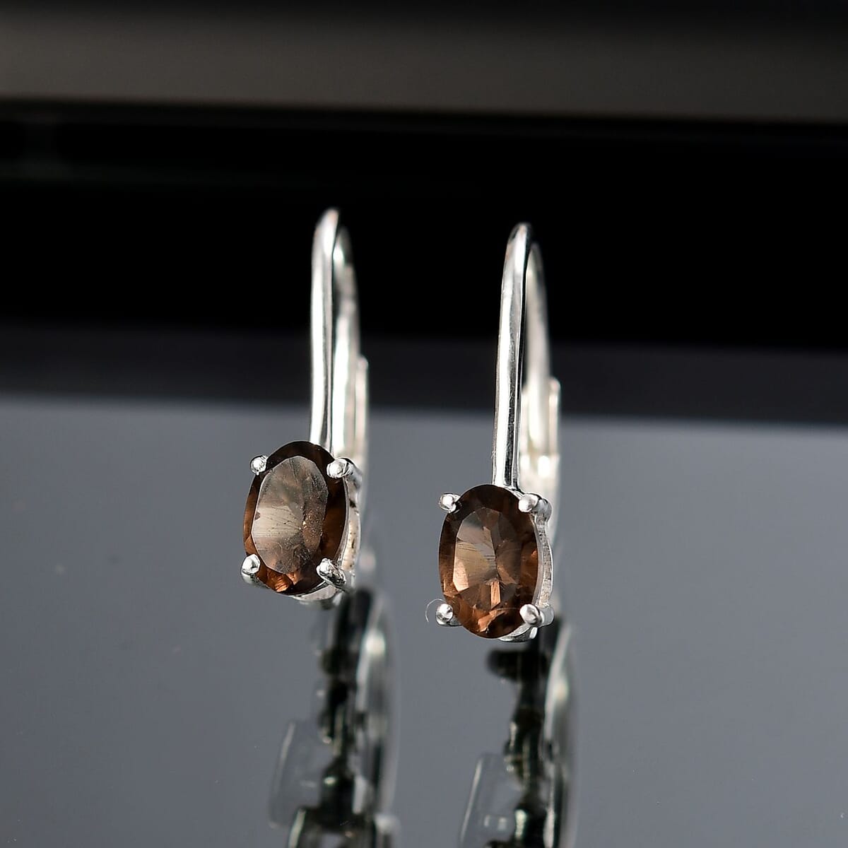D'Joy Brazilian Smoky Quartz 0.90 ctw Lever Back Earrings in Sterling Silver image number 1