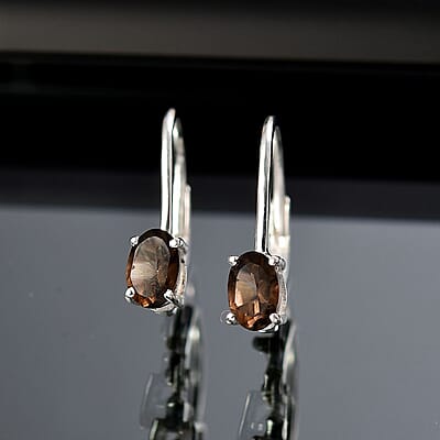 D'Joy Brazilian Smoky Quartz 0.90 ctw Lever Back Earrings in Sterling Silver